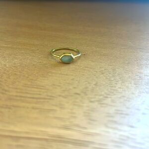 Gorjana Power Gemstone goldplated ring with light blue hexagonal stone, size 4.5